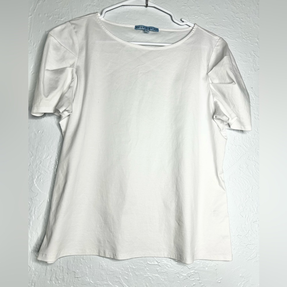 Antonio Melani White Stretch Tee — Size Large — Classic & Versatile